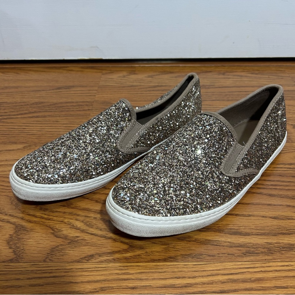 Old Navy Brown Gold Glitter Slip On Flats